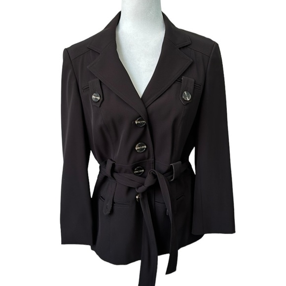 Papaya Jackets & Blazers - Papaya Belted Chocolate Brown Jacket Blazer Size UK 14 US Med